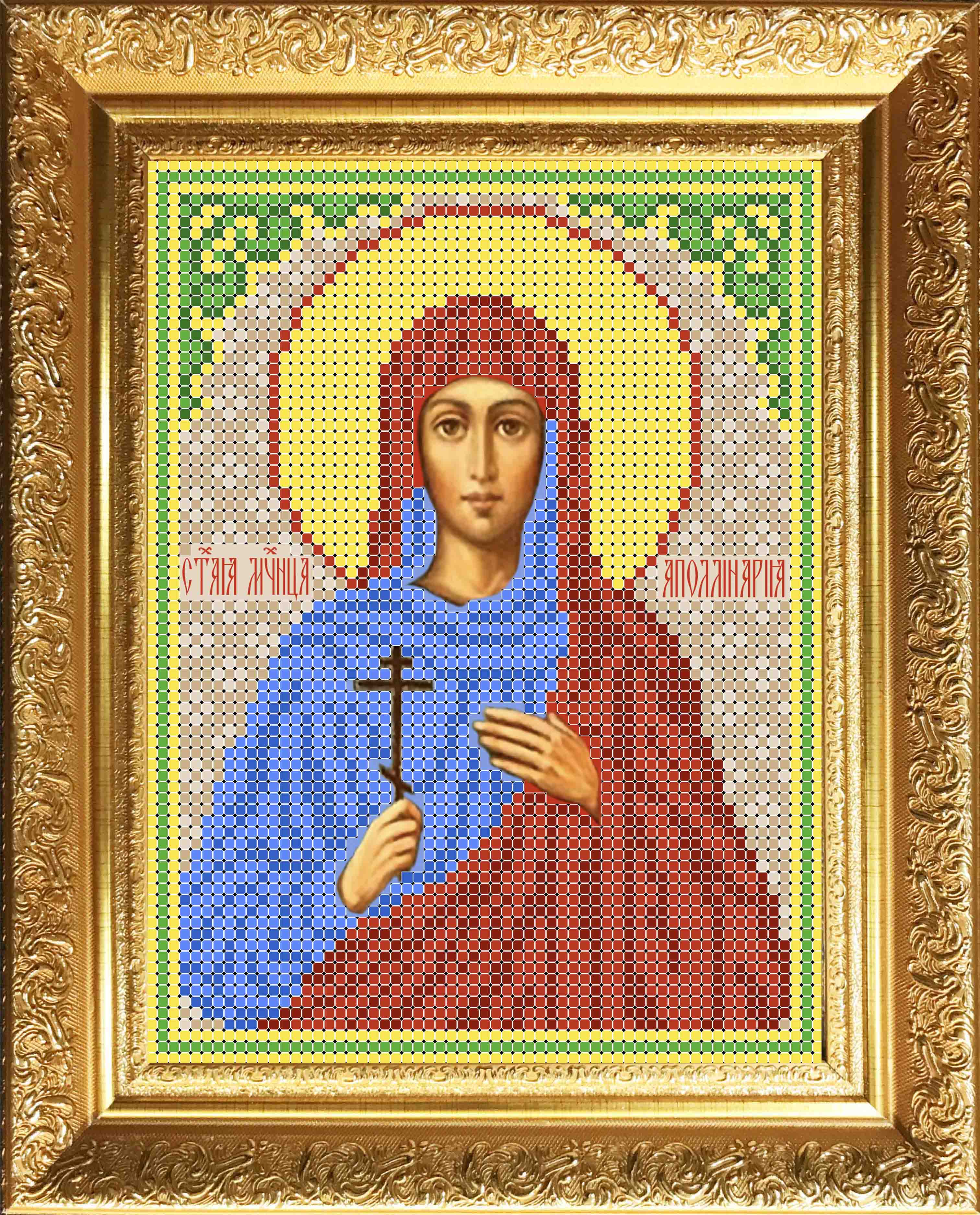 Икона Св Аполлинария (Полина) - Основа на габардине для вышивки бисером и крестом